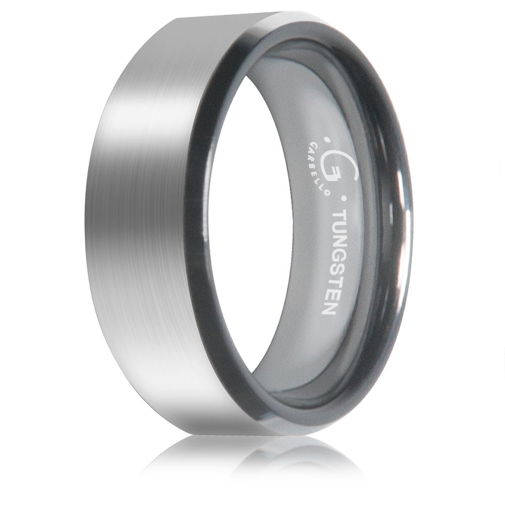 Details about   8mm Men & Ladies Tungsten Carbide Two Tone Black IP Brushed Wedding Band Ring