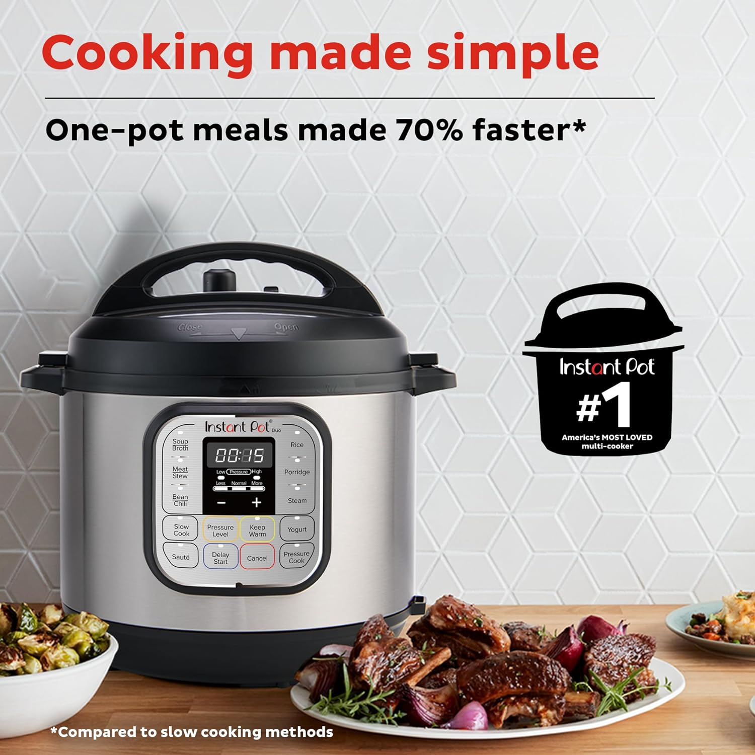 Instant Pot Duo 7-in-1 Electric Pressure Cooker, Slow Cooker, Rice Cooker, Steamer, Sauté, Yogurt Maker, Warmer & Sterilizer, Includes Free App with over 1900 Recipes, Stainless Steel, 3 Quart - image 4 of 9