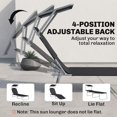 thumbnail image 4 of Outdoor Folding Chaise Lounge Chair with Adjustable Awning, 4-Level Backrest Recliner, Metal Frame & Oxford Cloth, Portable Sun Lounger for Patio, Poolside, Beach & Camping, Black, 4 of 7