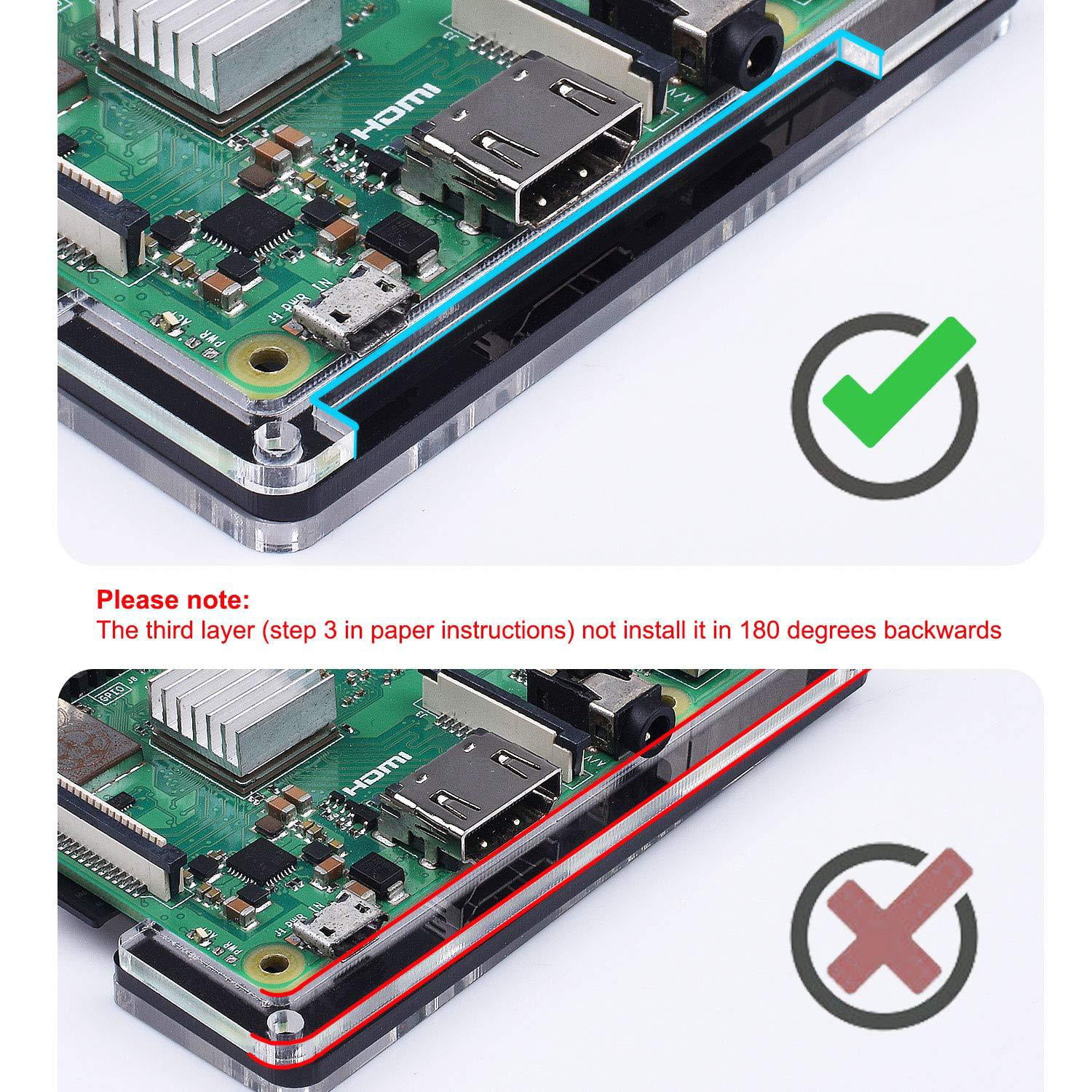 3 Pcs Heat Sinks for Raspberry Pi 3 Model B+ Compatible with Raspberry Pi 3 Model B Raspberry Pi 2 Model B Miuzei Raspberry Pi 3 B+ Case with 5V DC Cooling Fan 