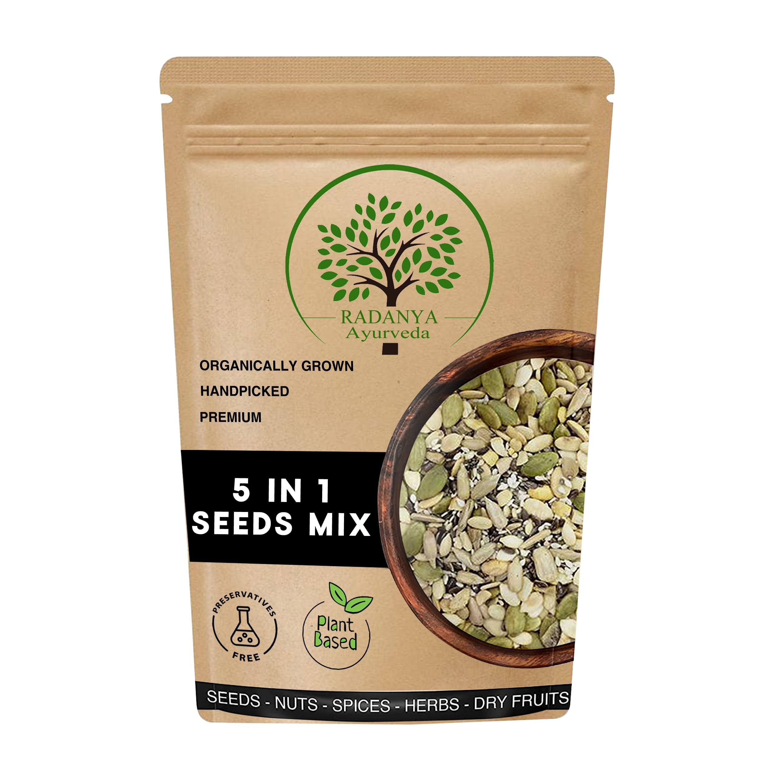 RADANYA Ayurveda 5 in 1 Super Seeds Mix 1 Kg ( pack of 2 ) (Roasted