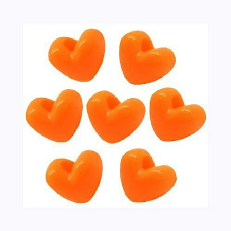 JOLLY STORE Crafts Neon Orange Heart Shaped Pony Beads, Made in USA