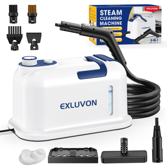 EXLUVON Portable Steam Cleaner - 1500W, 15s Fast Heat, 221°F High Temp, Handheld Steam Cleaner with 1500ml Tank, for Grout, Cars, Upholstery Cleaning