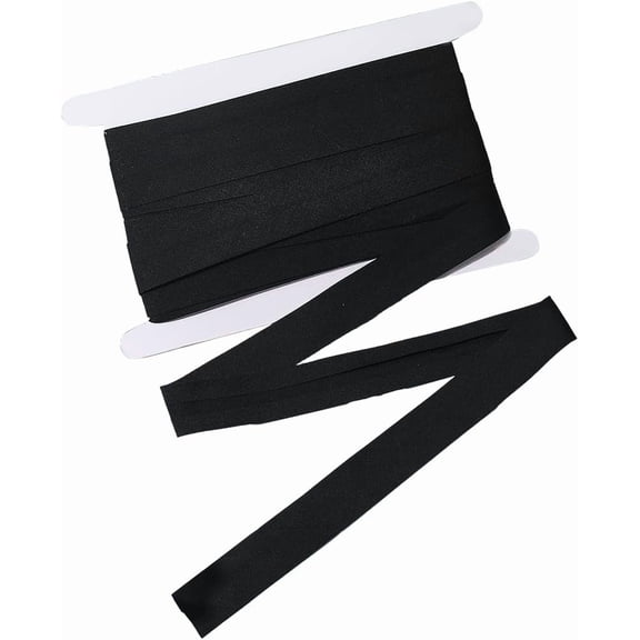 10M 0.5 Inch Black Satin Ribbon Solid Color Flat Double Face Fabric Folding Binding Polycotton Classic Trim Ribbons