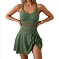thumbnail image 3 of Swim Dresses for Women Tummy Control Bathing Suit Adjustable Straps Swim Dress Swimsuits Swimwear Skirt Green S, 3 of 11