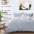 thumbnail image 4 of Blue Striped Bedding 3 Piece Duvet Cover Set Twin Size, Modern Simple Farmhouse Beige Vintage Soft Microfiber Comforter Cover with Zipper Closure & Pillowcases, Wrinkle & FadeResistant Quilt Cover, 4 of 9