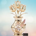 thumbnail image 2 of Matashi Flower Bouquet Vase Valentine's Day Gift for Women, Girlfriend -  with Decorative Hummingbird 24K Gold Plated Clear Crystal Tabletop Ornament for Her, Mom, Daughter, Grandma, 2 of 6