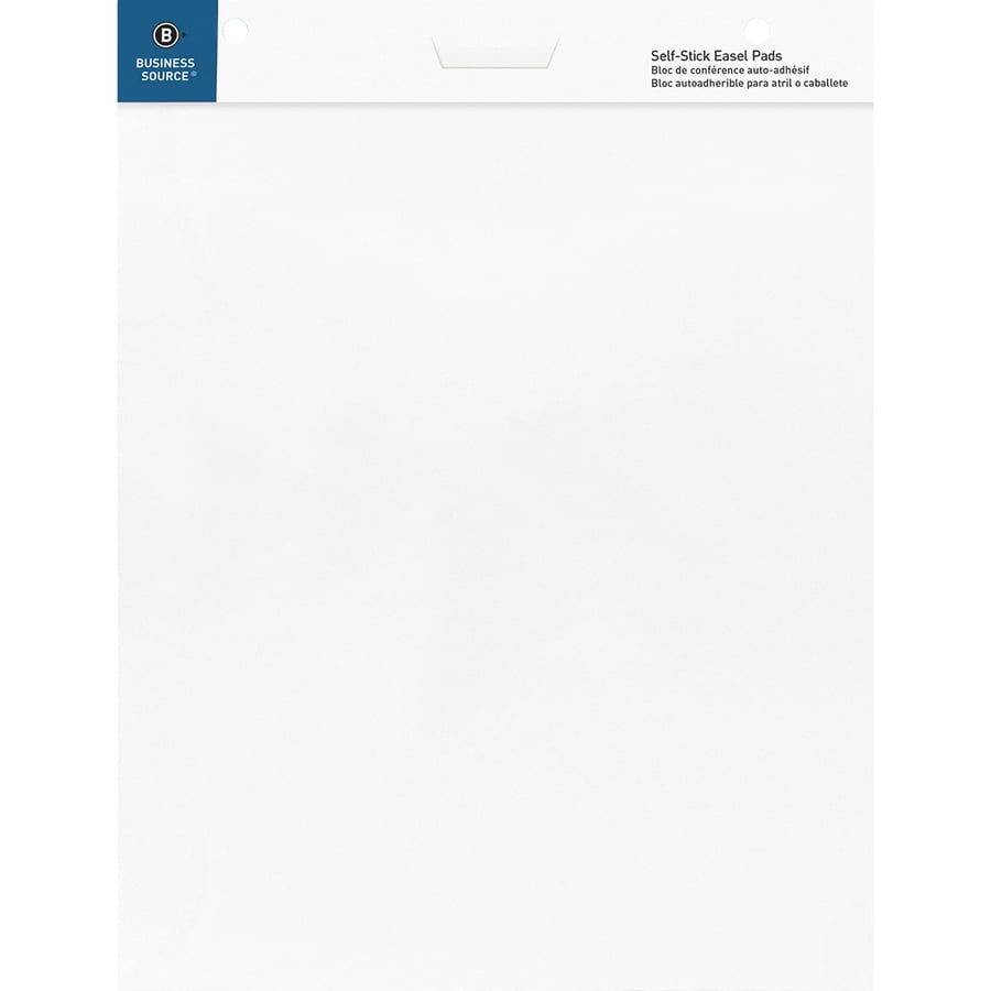 Business Source 25"x30" Self-stick Easel Pads - 30 Sheets - Plain - 25" X 30" - White Paper - Cardboard Cover - Self-stick - 4 / Carton