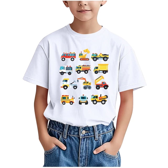 T-shirts Graphiques pour Enfants, Chemises à Manches Courtes pour Garçons avec Imprimé Mignon, Hauts d'Été Décontractés à Col Rond pour Filles, T-Shirts Imprimés pour Enfants pour le Jeu Quotidien et les Sorties