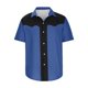 thumbnail image 5 of Camisas Elvqul para Hombre Stretch Azul Oscuro Casuales con Estampado de Bloques de Color Manga Corta Solapa Abotonada, 5 of 5