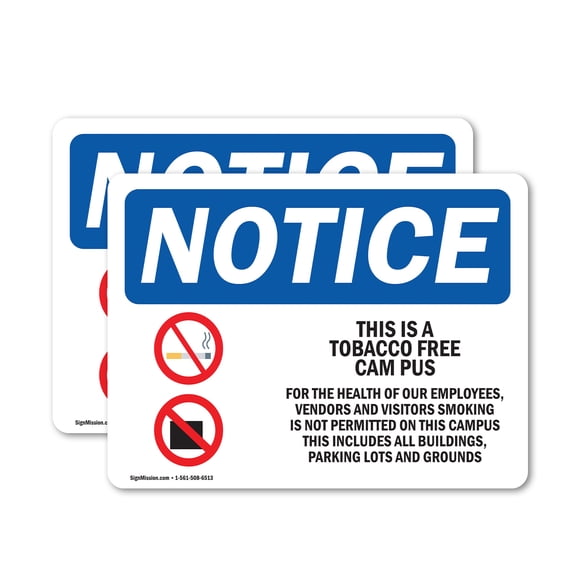 (2 Pack) This Is A Tobacco Free Campus Sign
