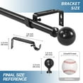 thumbnail image 5 of Urbanest Steel Ball Cast Iron Single Curtain Rod – Heavy-Duty Cast Iron Drapery Hardware with Decorative Finials, Elegant Designer Window Treatment Rod, 5/8", 84" to 120", Matte Black, 5 of 6