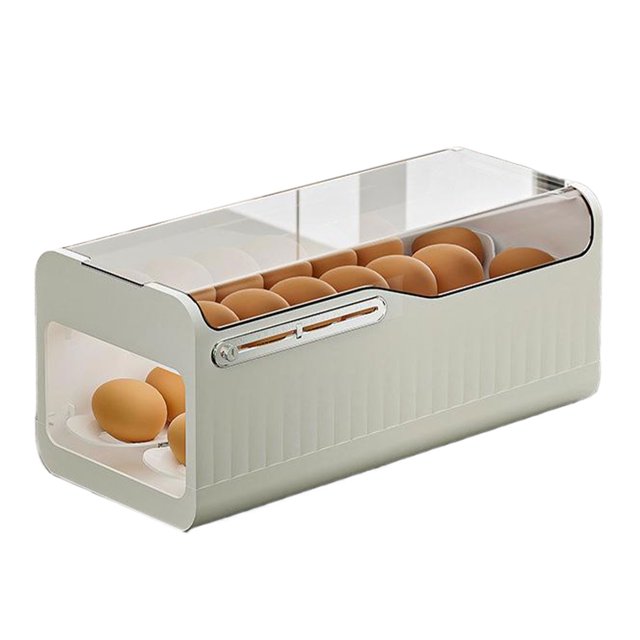 Yuarrent Caja de almacenamiento de huevos para refrigerador con ranuras separadas para almacenamiento de huevos organizado adecuado Organizadores de utensilios de cocina Blanco transparente