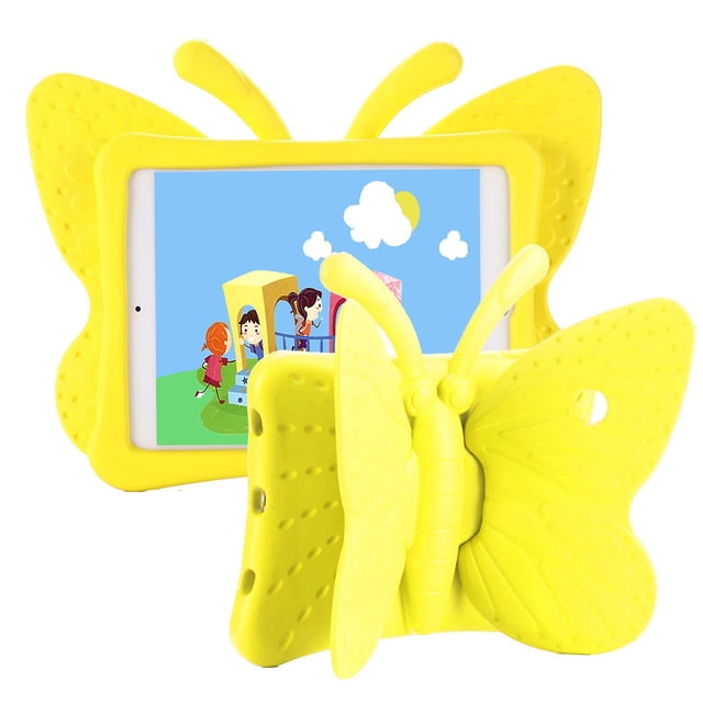 Fashion Butterfly Ipad 9.7 pulgadas 2017/2018 Estuche, Apto para niños, Material de espuma suave Eva, Cuatro esquinas gruesas, Protección de la cámara, Estuche a prueba de golpes con Sta