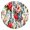 Pioneer Flower Floral-2, variant on Pioneer Flower Floral Print Pattern Round Fitted Tablecloth with Elastic Edge,Dining Table Cover Waterproof,Outdoor Round Tablecloth for Camping,Dining,Indoor and Outdoor