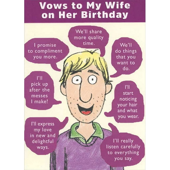 RSVP Vows To My Wife Funny / Humorous Birthday Card for Wife