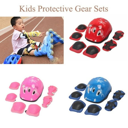 Kids Skateboard Helmet Protective Gear Set, Knee Pads Elbow Pads Wrist Guards and Adjustable Bike Helmets Use for Scooter Cycling Roller