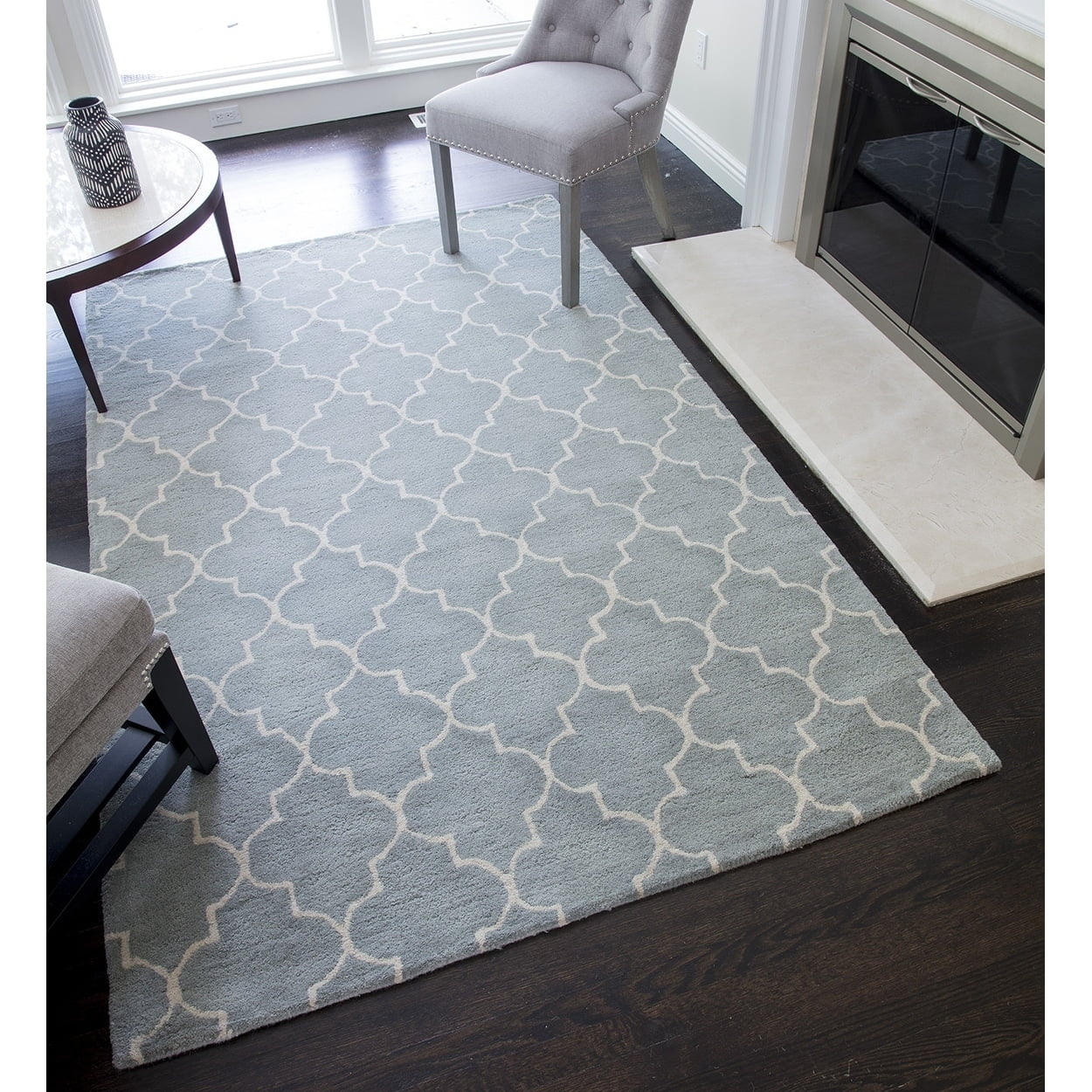 Rugs America Delano Collection Lattice Light Blue DL400 Contemporary