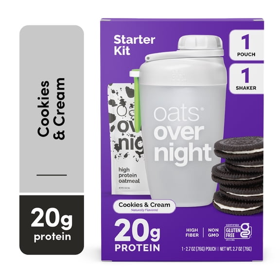 Oats Overnight High Protein Starter Kit - Cookies & Cream with Shaker Bottle