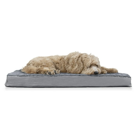 UPC: 0815181023157 | FurHaven Pet Products Ultra Plush Deluxe Cooling Gel Memory Foam Pet Bed for Dogs & Cats – Gray  Large