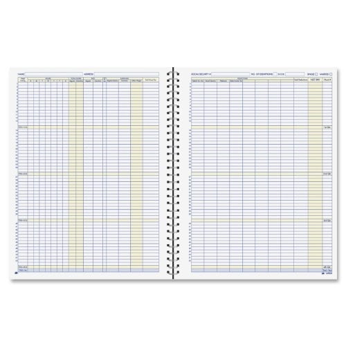 Adams Employee Payroll Record, 50 Employee Capacity, Spiral Binding, 8.