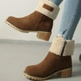 thumbnail image 4 of Dakaela Snow Ankle Boots for Women Chunky Heel Slip on Winter Booties Comfortable Outdoor Work Shoes, 4 of 9