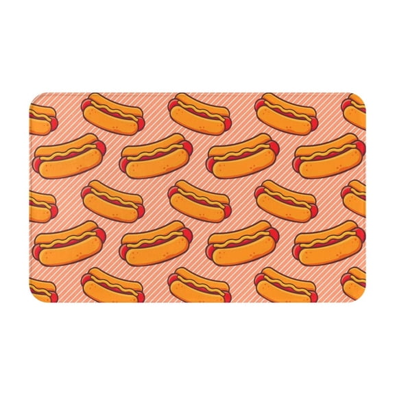 Bathroom Rugs Non Slip Washable - Cartoon Hot Dog Kitchen Mats for Floor, Area Rugs for Entryway Rugs Indoor, Laundry Bathroom Room Door Rug with Rubber Backing 20x31.5in