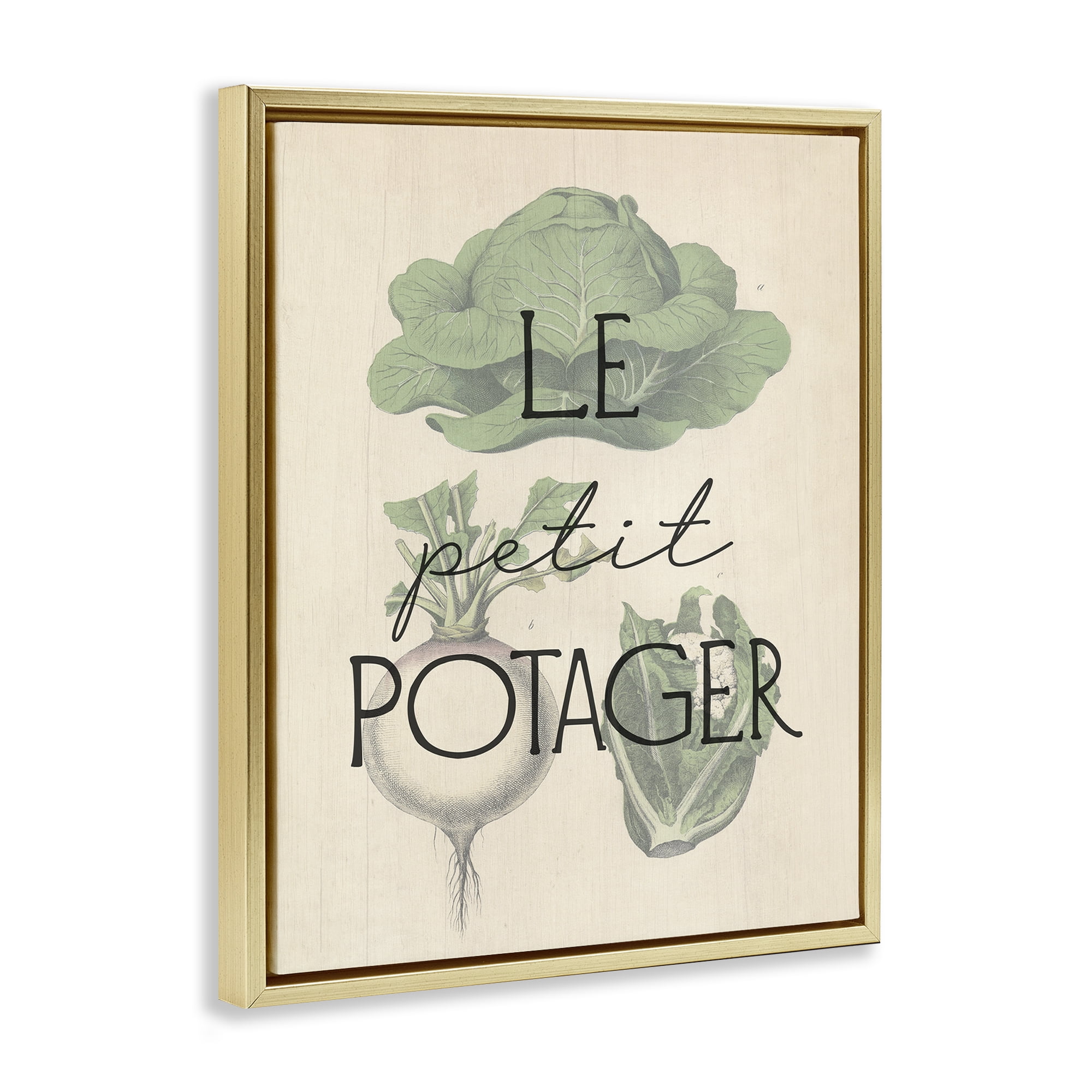 Stupell Industries French Vegetable Garden Food & Beverage Painting Gold Floater Framed Canvas Art Print Wall Art, 25 x 31