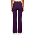 thumbnail image 4 of RUTAYY Women's Flare Pants High Waist Wide Waistband With Pockets Soft Stretch Casual Work Trousers, Dark Purple, 4 of 5