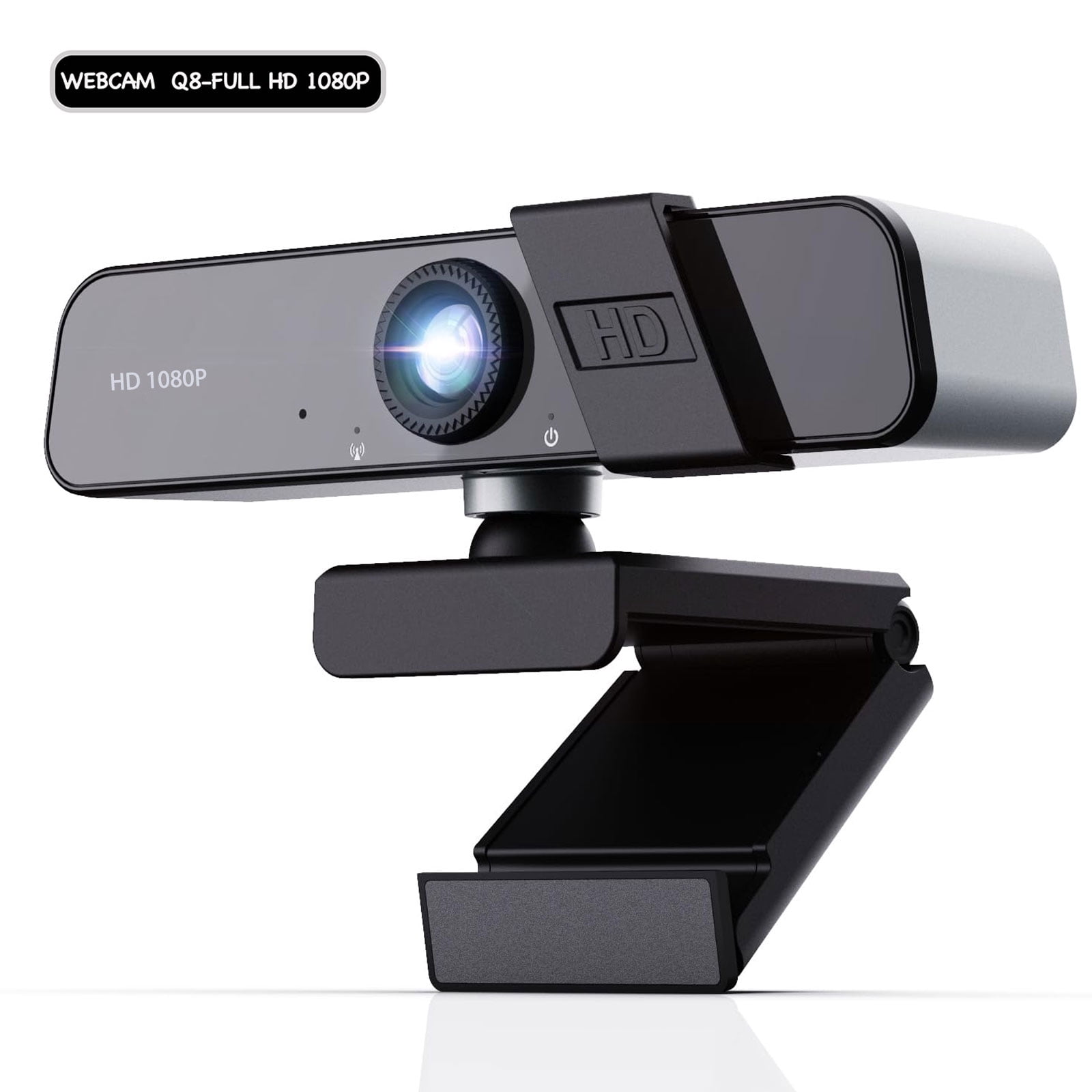Q8 1080P HD USB PC Webcam with Manual , 120° Wide Angle, Mic, Privacy Cover, Tripod, Type-C, for Zoom/Skype/Live