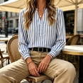 thumbnail image 7 of ClodeEU Women's Stripe V Neck Long Sleeve Blouse,Casual Loose Business Shirt ,Women's Plus L, 7 of 7