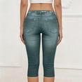 thumbnail image 6 of uublik Pants Capris for Women Stretchy Pants Pull On Jeggings High Waisted Denim Leggings Casual Pants with Pockets, Green, 6 of 6