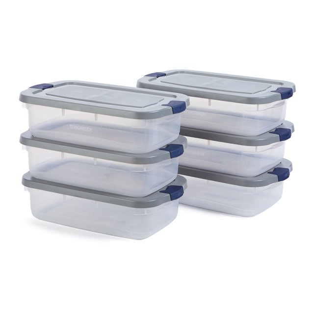 Rubbermaid 6 Pack Roughneck Conteneurs de Rangement Transparents, Bacs Empilables, 31 Pintes