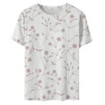 thumbnail image 4 of ALLLIST Tops for Women Trendy White Crew Neck Short Sleeve Floral T-Shirts Casual Printed Tshirt Dress Women, 4 of 4
