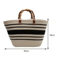 thumbnail image 6 of fankhu Beach Vacation Bags Bamboo Handle Shopping Tote Bag Large Capacity Striped Casual Fashion Exquisite for Travel, 6 of 9