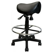 Nicer Furniture Adjustable Saddle Stool Swivel Salon Stool Massage Stool Dental Chair Black PU Leather (with Footring)