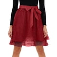thumbnail image 4 of KHONTS Women's Midi Skirts Elastic High Waiste Polka Dot Casual Flowy Skirts Swing Knee Length Skirts Red S, 4 of 9