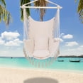 thumbnail image 6 of Macrame Hammock Chair Rope Swing, 550 Lbs Capacity, Two Cushions & Portable Steel Spreader Bar for Indoor/Outdoor,Beige, 6 of 9