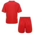thumbnail image 2 of Yruioon Kids Boys Quick-Drying Breathable Soccer Training Tracksuit Short Sleeve T-Shirt with Shorts Red S, 2 of 7