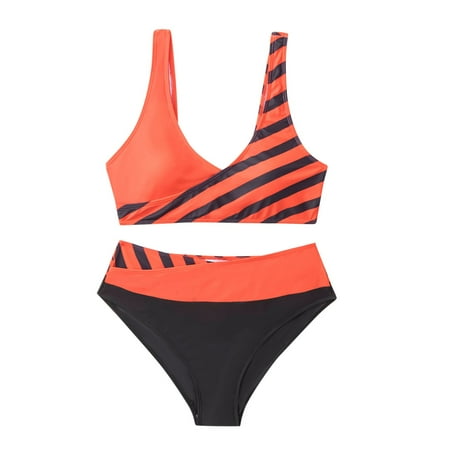 Kcodviy Women S High Waisted Tankini Two Pieces Tankini Set Swimsuit Plus Size Womens Bathing Suit Shorts Racing Swimsuit Women Plus Bathing Suit Shorts Boys Junior Swimsuit Top Womens Striped Shorts