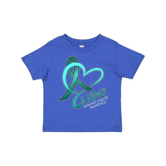 Inktastic Cure- Ovarian Cancer Awareness teal ribbon Boys or Girls Toddler T-Shirt
