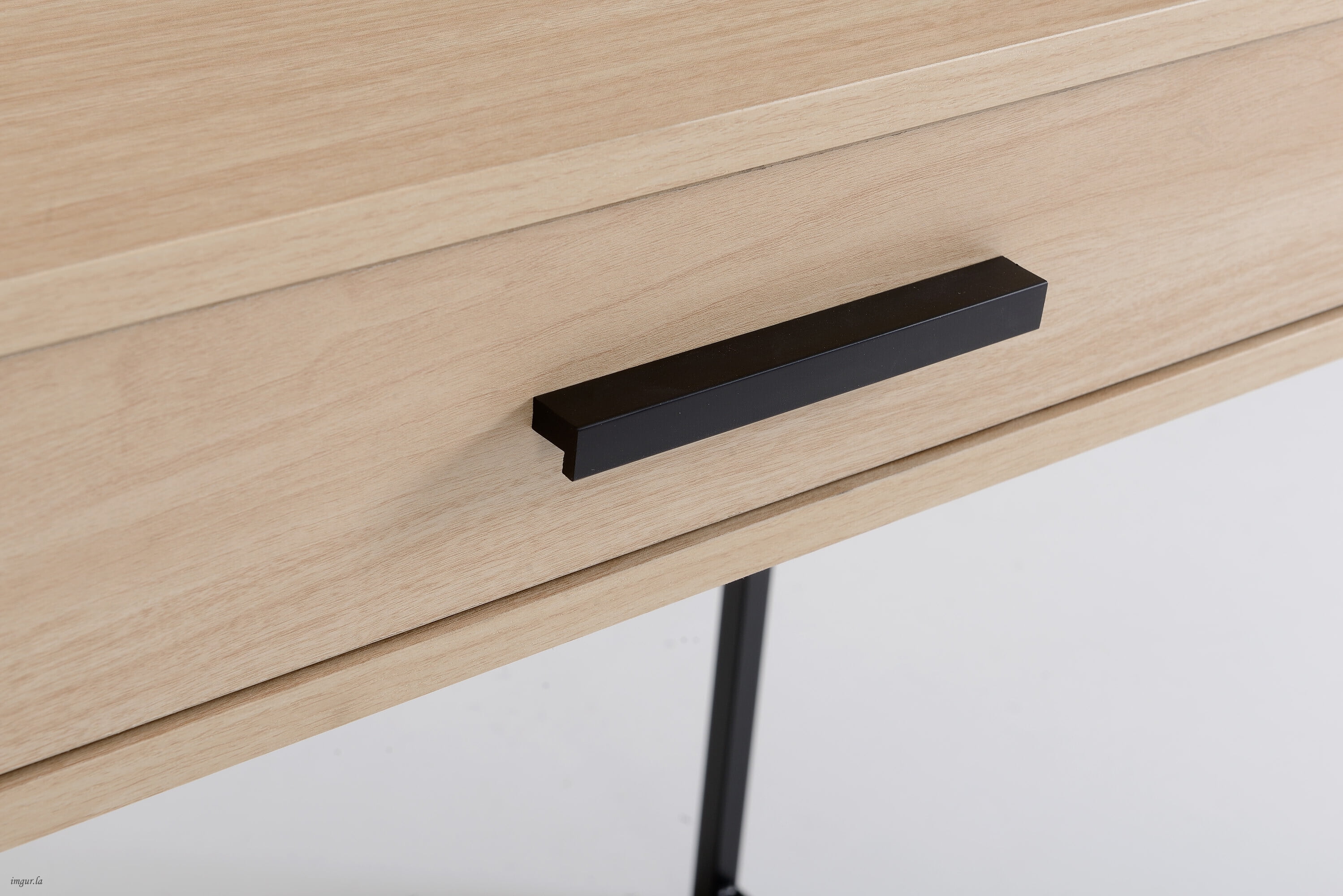 Mainstays Wood & Metal Accents Writing Desk with Drawer and Door for Teen/Adult, Light Wood