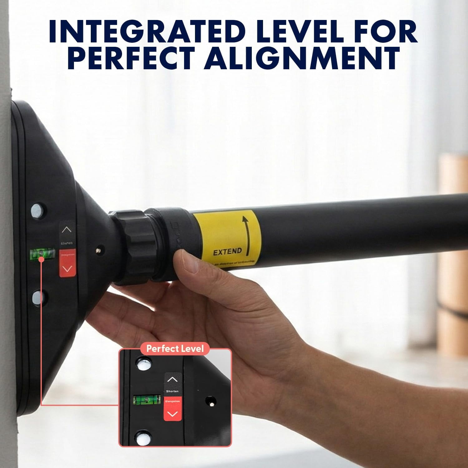 Squatz Doorway Pull Up Bar – Adjustable 29.5–37" No-Drill Door Frame Chin-Up Bar with Level Meter, Locking Mechanism, Foam Grips & Portable Design for Home Workouts