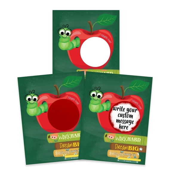 My Scratch Offs Teacher Rewards Apple Worm and Book Scratch-off Note Cards & Stickers, 20 Pack