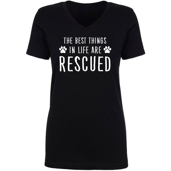 Best Things In Life Are Rescued Womens V-Neck T-Shirt