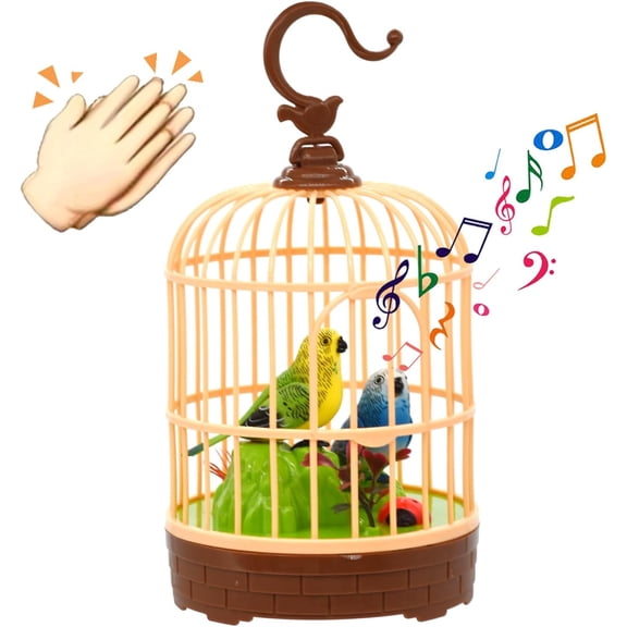 Voice-Activated Induction Birds Birdcage Toy, Talking Chirping Fluttering Parrot Birds Toys Gifts for Baby Toddler Kids Children (A)