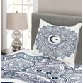 thumbnail image 3 of Ambesonne Moon Quilted Bedspread Set 2 Pcs, Circle Form, Twin Size, Dark Blue White Teal, 3 of 4