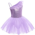 thumbnail image 2 of IBTOM CASTLE Kid Girls Sequins Ruffle One Shoulder Ballet Dance Dress Tulle Tutu Skirt, 2 of 4