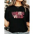 thumbnail image 1 of Happy Valentine's Day Valentine Vibes Letter Print Round Neck Short Sleeve T-Shirt For Women Casual, Summer , Women Top Graphic Tees Women Tops, 1 of 6