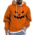 thumbnail image 2 of CONZONE Halloween Mens Hoodies Long Sleeve Hallowmas Pullover Hoodie for Men Funny Pumpkin Face Graphic Hooded Sweatshirts With Pocket, 2 of 5